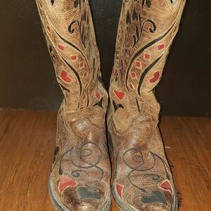 Brown and Black Heeled Boots